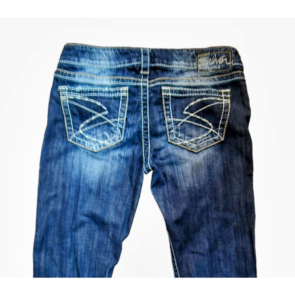 Silver Jeans Santorini Women's Size 29 Blue Straight Leg Stretch Denim Capri - Picture 7 of 16